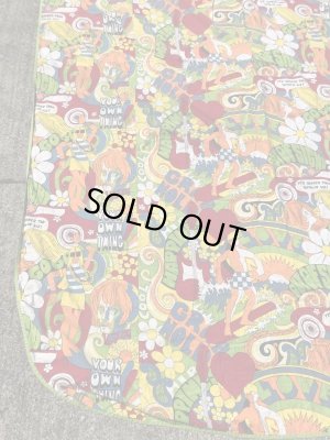 ラブ&フラワーのヒッピー調の60〜70年代ビンテージフラットシーツ