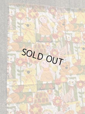 アニマルとフラワーのキルティングの70’sヴィンテージファブリック