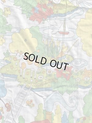 レインボーのポップアートの70’sヴィンテージBoxシーツ