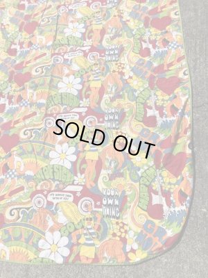 ヒッピー調のポップアートの60〜70’sヴィンテージキングサイズフラットシーツ