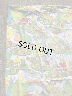 レインボーのポップアートの70年代ビンテージボックスシーツ