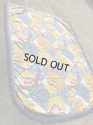 アニマルとボーイズ&ガールズのフリンジが付いた70’sヴィンテージキングサイズシーツ