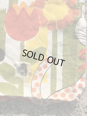 アニマルとフラワーのキルティングの70’sヴィンテージファブリック