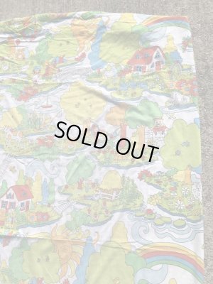 レインボーのポップアートの70’sヴィンテージBoxシーツ