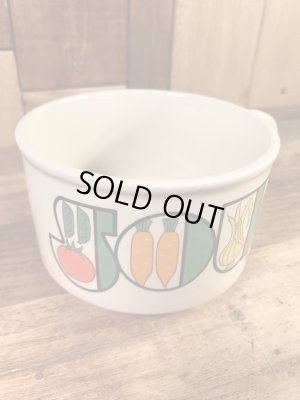 野菜の陶器製の70年代ビンテージスープマグカップ