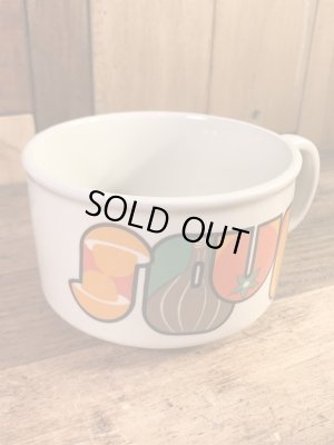 野菜の陶器製の70年代ビンテージスープマグカップ