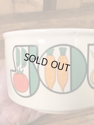 野菜の陶器製の70年代ビンテージスープマグカップ