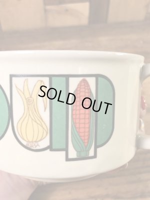 ベジタブルの柄のセラミック製の70’sヴィンテージスーパーマグ