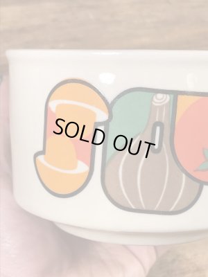 野菜の陶器製の70年代ビンテージスープマグカップ