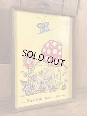 ヒッピー調のポップアートが描かれた70年代ビンテージ壁掛け