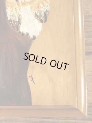 フクロウがハンドペイントで描かれた70年代ビンテージ壁掛け
