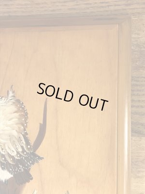 フクロウがハンドペイントで描かれた70年代ビンテージ壁掛け