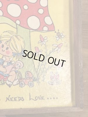 ヒッピー調のポップアートが描かれた70年代ビンテージ壁掛け