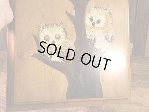 フクロウがハンドペイントで描かれた70’sヴィンテージ壁掛け
