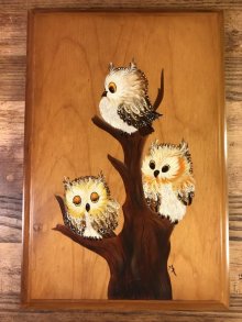 他の写真3: Three Owl Hand Paint Wooden Wall Hanging　フクロウ　ビンテージ　壁掛け　ハンドペイント　70年代