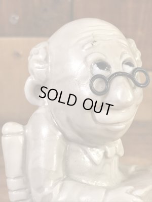 “World's Greatest Grandpa”のメッセージが書かれたシリスカルプスの70年代ビンテージメッセージドール