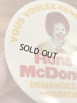 カナダのマクドナルド“ロナルド”の80’s〜ヴィンテージ缶バッチ