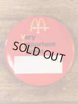 McDonald's Canada “Very Important Parent” Pin Back　マクドナルド　ビンテージ　缶バッジ　カナダ　80年代~