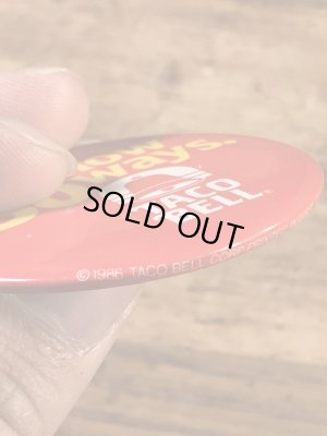 タコベルのメッセージが書かれた80年代ビンテージ缶バッジ