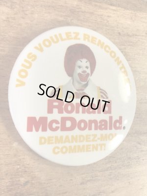 カナダのマクドナルド“ロナルド”の80年代〜ビンテージ缶バッジ