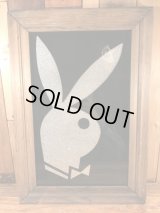 Playboy Wood Frame Glittering Glass Art　プレイボーイ　ビンテージ　グラスアート　ラメ加工　70年代