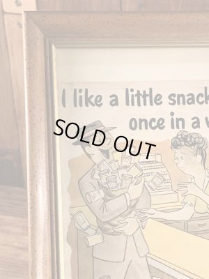 ガラスの額縁にクラフトチーズの広告が入った50年代ビンテージ壁掛け