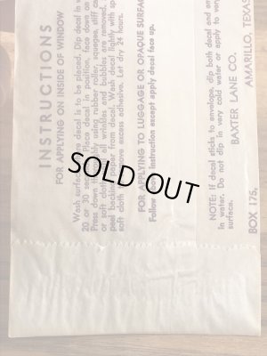 Baxter Lane社製のシュライナーの60年代ビンテージ水張りステッカー