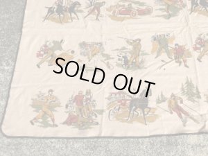 ウール製のスポーツ柄の50’sヴィンテージブランケット