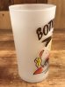 “Bottoms Up!”のメッセージが書かれたキツツキのキャラクターの60年代ビンテージグラス