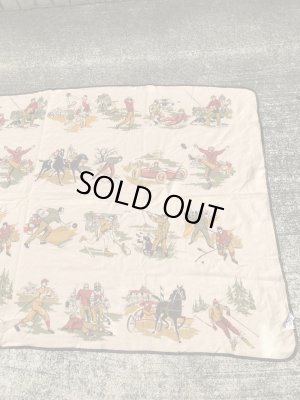 ウール製のスポーツ柄の50’sヴィンテージブランケット