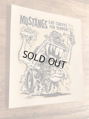 ビッグダディーエドロスのマスタングモンスターの60年代ビンテージ水張りステッカー