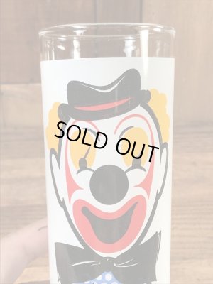 笑い顔と泣き顔のピエロの70年代ビンテージガラスコップ