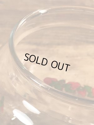 ストロベリーショートケーキのスモールサイズの80年代ビンテージガラスキャンディポット