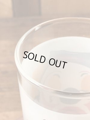 笑い顔と泣き顔のピエロの70年代ビンテージガラスコップ