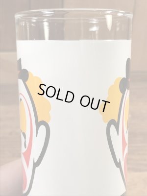 笑い顔と泣き顔のピエロの70年代ビンテージガラスコップ