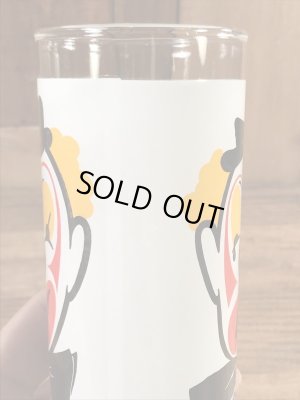 笑い顔と泣き顔のピエロの70年代ビンテージガラスコップ