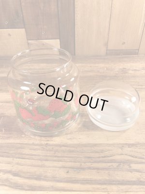 ストロベリーショートケーキのスモールサイズの80年代ビンテージガラスキャンディポット