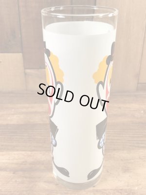 笑い顔と泣き顔のピエロの70年代ビンテージガラスコップ