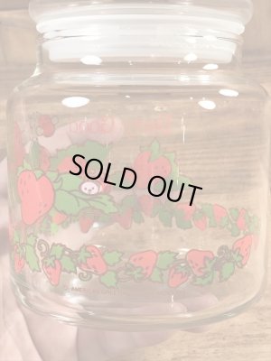 ストロベリーショートケーキのスモールサイズの80年代ビンテージガラスキャンディポット