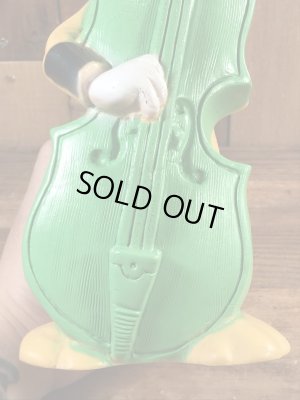 New York Vinyl Prod社製のウッドベースの弾くダックの70’sヴィンテージコインバンクドール