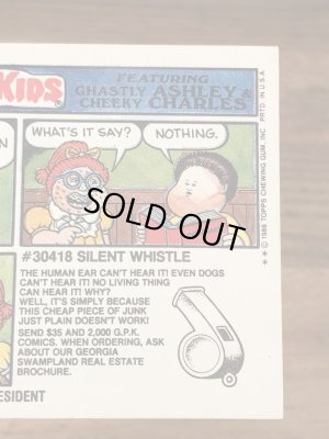 トップス社製のガーベッジペイルキッズの80年代ビンテージステッカーカード