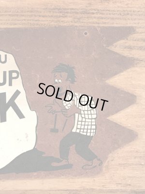 “Before You Louse It Up Thimk”のメッセージが書かれた60’sヴィンテージウッドボード