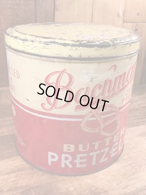 Bachmanのプレッツェルが入っていた50年代ビンテージブリキ缶