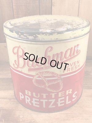 Bachmanのプレッツェルが入っていた50年代ビンテージブリキ缶