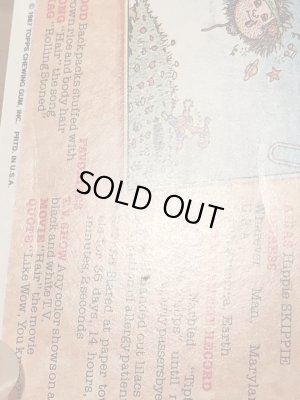 トップス社製のガーベッジペイルキッズの80年代ビンテージステッカーカード