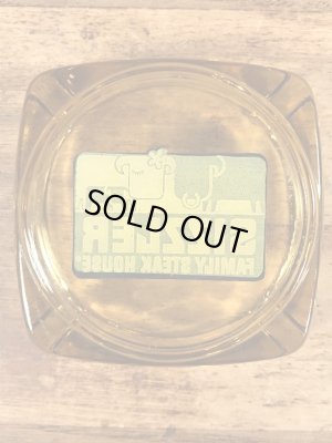 アメリカのシズラーステーキハウスのガラス製の70年代ビンテージ灰皿