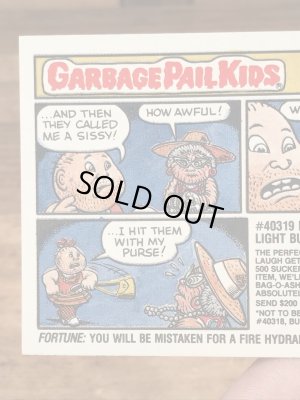 トップス社製のガーベッジペイルキッズの80年代ビンテージステッカーカード