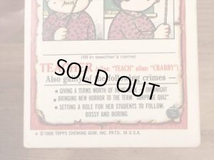 トップス社製のガーベッジペイルキッズの80年代ビンテージステッカーカード