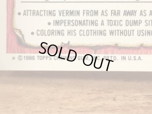 トップス社製のガーベッジペイルキッズの80年代ビンテージステッカーカード