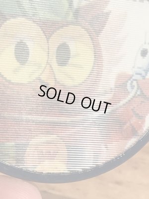 ウッジーオウル　ビンテージ　缶バッチ　企業キャラクター　レンチキュラー